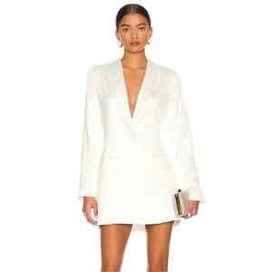 NONchalant Dina Blazer Dress White Medium Long Sleeve V Neck Bridal Mini