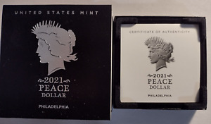 2021 PEACE DOLLAR Uncirculated Philadelphia Mint (OGP Box & COA) NO COIN #8922