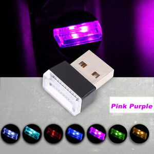 USB LED Car Interior Lamp Atmosphere Ambient Light Bulb Accessories Pink Purple (For: 2006 Mazda 6)