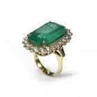 Art Deco Vintage Style 5Ct Green Lab-Created Emerald Engagement 14k Gold FN Ring