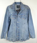 Lucky Brand Women's Jacket Washed Distressed Blue Jean Denim Button Jacket M NWT