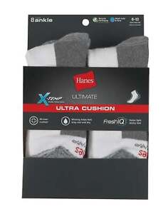 Hanes Ankle Socks 8-Pack Ultimate Men's FreshIQ X-Temp Ultra Cushion Wicking