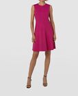 $1290 Akris Punto Women's Pink Silk Raw Indian Round Neck A-Line Dress Size 18