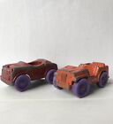 Lot of 2 Tootsietoy 1968 Little People Red Orange Purple Wheels Toy Car Jeep