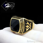 MEN's Stainless Steel Gold/Black Plated Onyx Vintage Ring Size 8-13*GR89