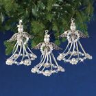 Nostalgic Christmas Beaded Crystal Ornament Kit Silver Angels makes 3