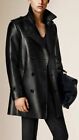 Men's Black Long Coat Trench Coat Lambskin Leather S M L XL XXL 3XL Custom Made