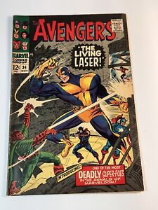 AVENGERS #34. 1966. Marvel Comics.  Hawkeye Captain America 1st App Living Laser