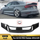 For 2014-2020 Audi A3 S3 RS3 Rear Trunk Spoiler Wing Carbon Fiber Look RT Style