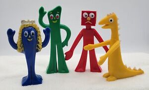 Lot of 4 Gumby & Friends Art Clokey Toys 1988 Prickle Gumby Blockhead Goo Girl