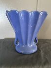 Zanesville Stoneware Pottery Fan Vase Gloss  Blue