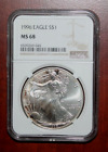 1996 NGC Grade MS 68 $1 Silver Eagle   [083GCM]