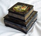 Vintage Signed Russian Hand Painted Lacquer Box - From Estate Collection (A3)