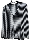 Josephione Chaus Sweater Womens Medium Black white striped long Sleeve Cardigan