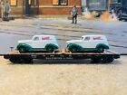 American Models 78001 S Scale C&O Flatcar w/ Krispy Kreme Vans - Hi Rail EX/Box