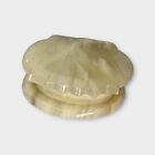 Vintage Alabaster Sea Shell Clam Shaped Trinket Box Jewelry Box