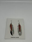 Red Coral Native Sterling Silver Navajo Dangle Earrings By Marilyn Yazzie