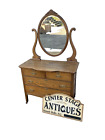 64823    Antique Victorian Oak Dresser with Mirror