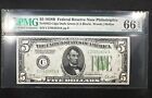 1928B $5 Note Philadelphia PMG Gem Uncirculated 66 Exceptional Paper Quality EPQ