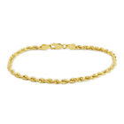 14K Yellow Gold 2.5mm Diamond Cut Rope Chain Link Bracelet Mens Womens 7
