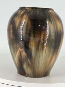 New ListingVintage McCoy Brown Onyx Flambé Drip Glaze Pottery Vase. Brown Glaze 7”Tall