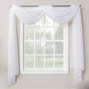 1 Piece Sheer Voile Window Home Decor Fully Hemmed Scarf Valance Swag Topper
