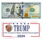 Vote Trump 2024 $100 Dollar Bill Stocking Stuffer For Trump & Republican Fans
