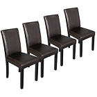 Set of 4 Urban Leather Dining Parson Chairs With Solid Wood Espresso Finish