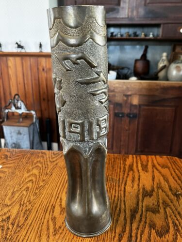 Antique BRASS WW1 Trench Art Shell Casing World War I PERSONALIZED, “ETHEL”