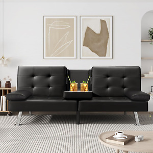 New ListingFuton Sofa Bed Modern Faux Leather Sofa Couch for Living Room Convertible Foldin