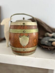 Antique English Oak Biscuit Barrel Jar