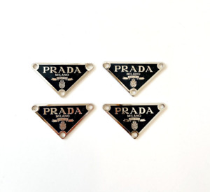 Prada Triangle Black and Silver Button Pendant Zipperpull - Bundle set of 4