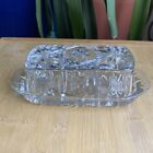 Vintage Anchor Hocking Prescut Glass Butter Dish And Lid Star Pattern 1960's