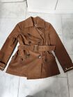 Burberry Blue Label Trench Coat Brown Cotton Belted Check Women Size 38/M Used