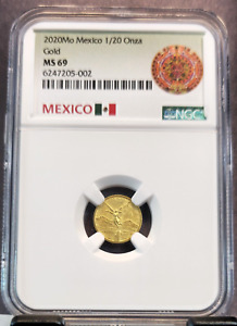 2020 MEXICO 1/20 ONZA GOLD LIBERTAD NGC MS 69 EXTREMELY RARE ONLY 700 MINTED