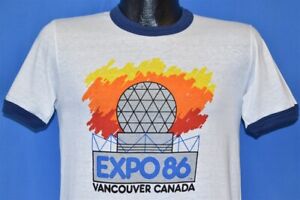 vtg 80s EXPO 86 VANCOUVER CANADA RINGER SCIENCE WORLD CENTRE SOUVENIR t-shirt S