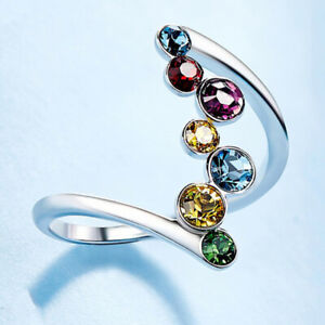 Women Fashion 925 Silver Wedding Rings Cubic Zirconia Jewelry Size 6-10