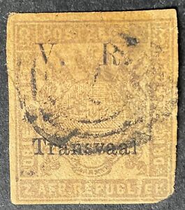 Transvaal  South Africa 1877 3d buff V R stamp used with faults sg118