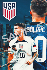 Qatar USMNT 2022 World Cup USA Christian Pulisic  Poster  12x18 Inches