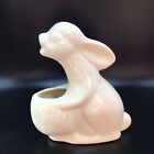 Vintage Pottery Rabbit Bunny Planter Cabbage Leaves all white MCM
