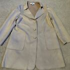 Magaschoni Coat/Jacket Faux Suede Leather 3 Buttons Pockets Cream Sz Large