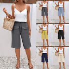Womens Summer Sports Cargo Pants Shorts Drawstring Pockets Casual Baggy Trousers