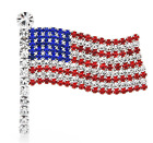 FABULOUS RED, WHITE, & BLUE CRYSTAL AMERICAN FLAG BROOCH PIN!