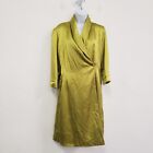 Vintage Toppers Wilson Marquis Womens Blazer Dress Size L Chartreuse Midi Satin