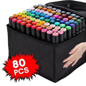 80/set Colors Markers Graphic Drawing Painting Alcohol Art Dual Tip Sketch Pens