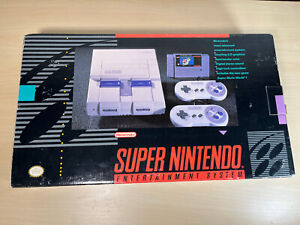 Super Nintendo SNES Game Console System Two Controller Set Mint In Box