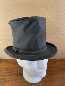 Vtg Black Collapsible Black Top Hat
