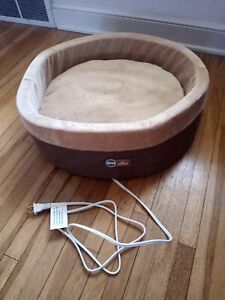 K&H PET PRODUCTS Thermo-Kitty Bed Heated Cat Bed Large 20 Inches Mocha/Tan