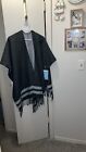 Tom’s For Target Gray & White Poncho Blanket Wrap OSFM NEW WITH TAGS