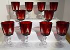 Vintage Cristal D'Arques Ruby Red Gothic Cordial Port 3.25” 10 Glasses  READ